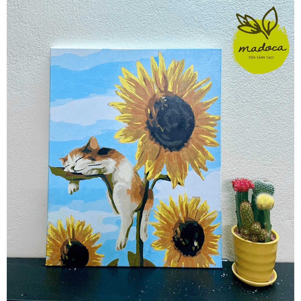 Tranh tô màu số hóa Madoca có khung 40x50cm Hoa Hướng Dương (có khung 40x50cm)