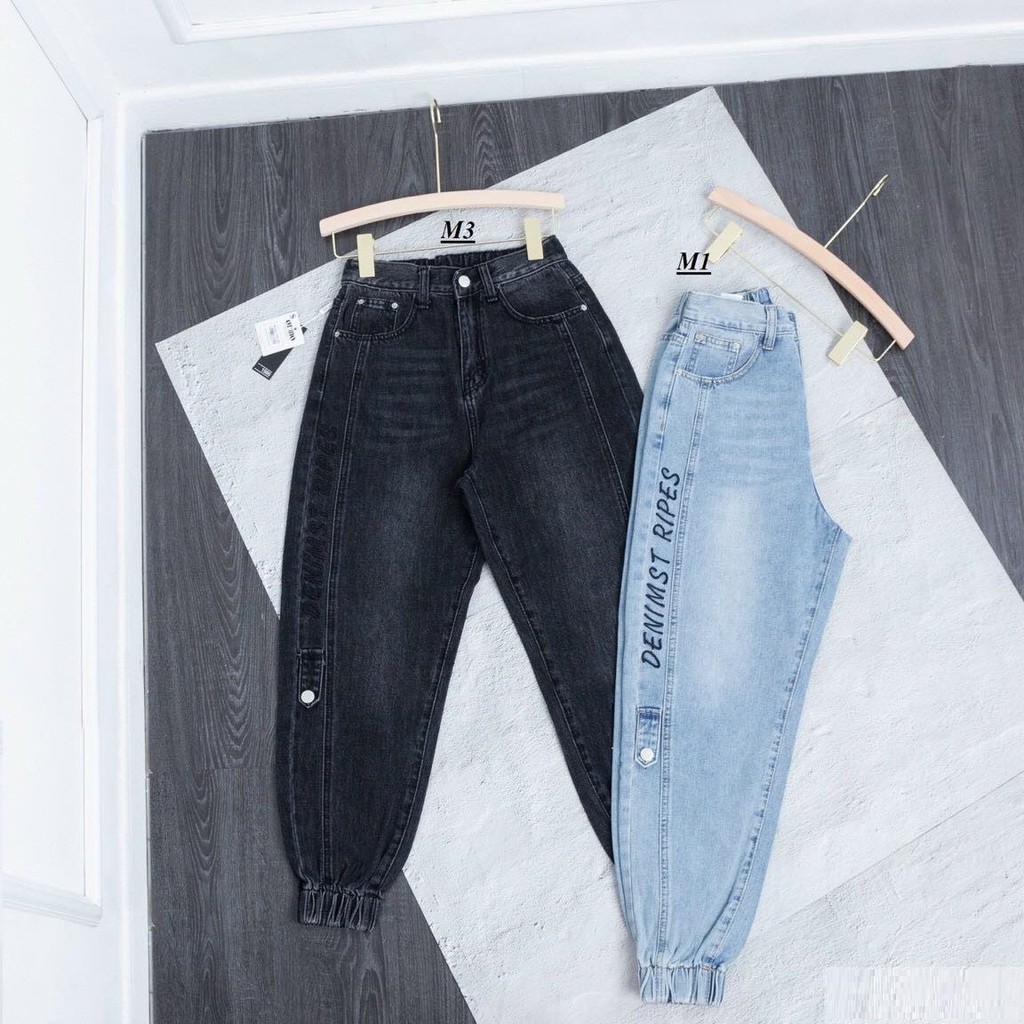 Quần Jean Baggy nữ lưng cao form đẹp ⚡️ Thêu chữ DENIMST RIPES⚡️ | WebRaoVat - webraovat.net.vn