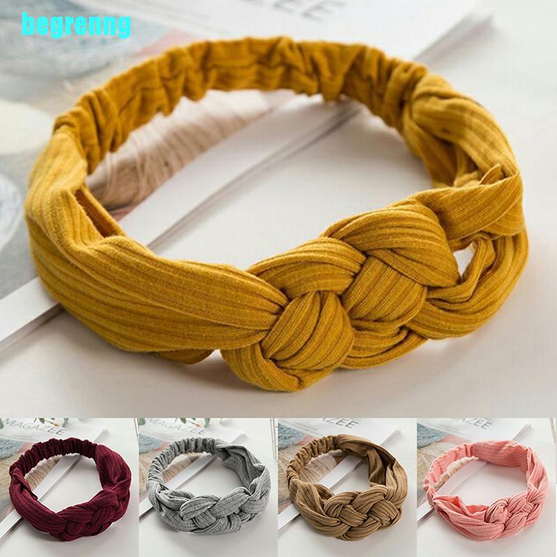 Băng đô thắt nút co giãn màu trơn thời trang cho nữ