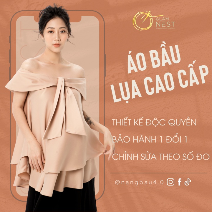 Áo Bầu Kiểu Thời Trang Thiết Kế Mùa Hè Lụa Cao Cấp Glam Nest AS004