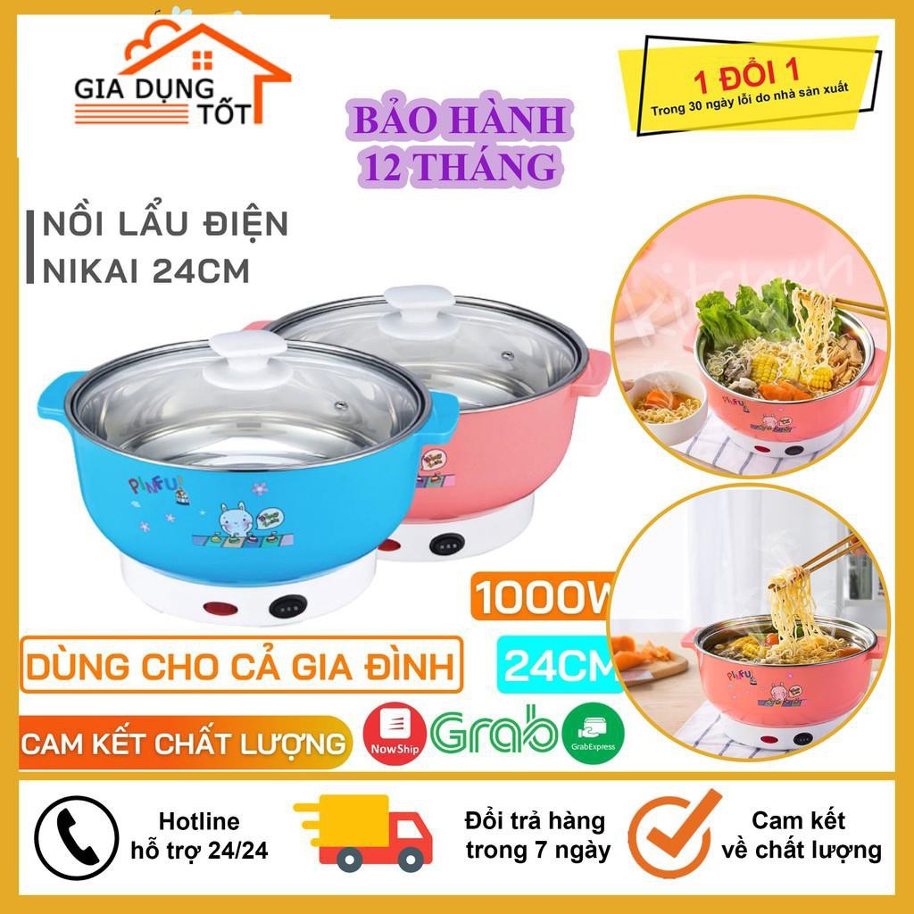 [Bảo Hành 1 Năm] Nồi Lẩu Điện Mini Đa Năng Nika 24cm 1000W Inox 304, Tiện Dụng Cho 2-3 Người Dùng, Siêu Tiện Dụng