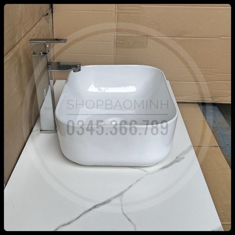 Chậu rửa mặt - Lavabo chữ nhật đặt bàn 618