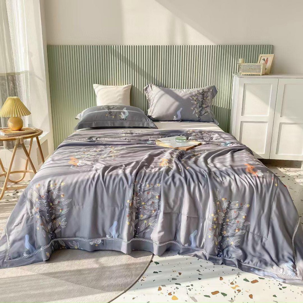 Chăn lụa lạnh TENCEL  4 mùa Nhập khẩu Hàn Quốc cao cấp - 2m3x2m - 1,5KG - Nhiều màu