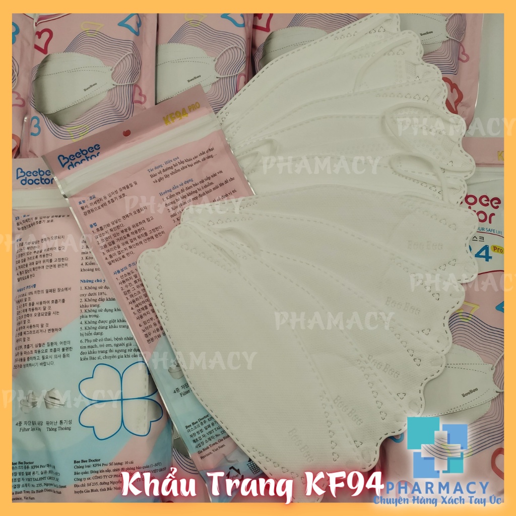 Khẩu Trang KF94 Xuất Khẩu Hàn Quốc Chuẩn ISO - Khẩu Trang Kháng Khuẩn Chống Bụi Mịn - PHARMACY