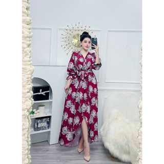 Đầm Maxi Họa Tiết Xẻ Đùi