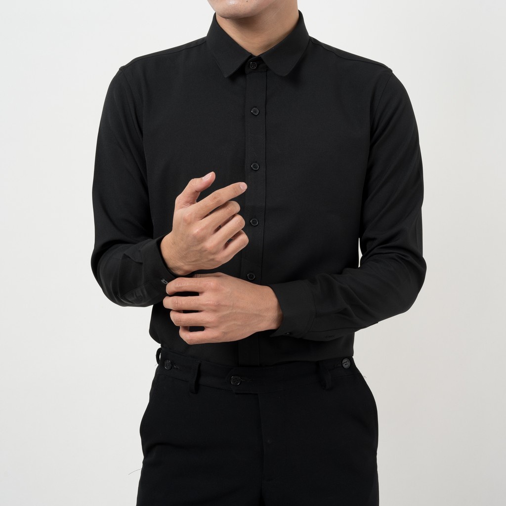 Áo sơ mi tay dài màu đen nam KENTA SMD0082