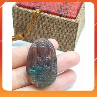 Văn Thù Bồ Tát Màu Đỏ 37x24mm  MẶT ĐÁ