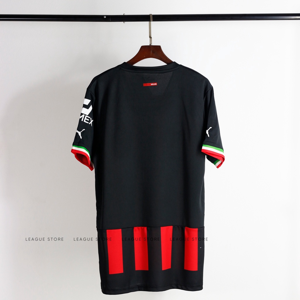 Áo Ac Milan Leaguestore - bộ quần áo đá bóng ac milan màu đen 22/23 set thể thao nam tay ngắn form âu