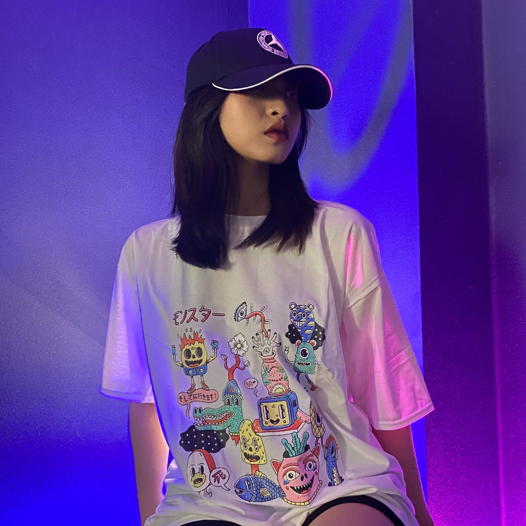 Áo thun form rộng tay lỡ nữ chất cotton xuất Hàn Alien cực cute cho ngày hè - May22 | BigBuy360 - bigbuy360.vn