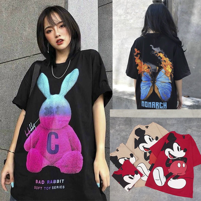 Áo Thun Form Rộng Tay Lỡ Unisex Hình Thỏ 35-70kg | BigBuy360 - bigbuy360.vn