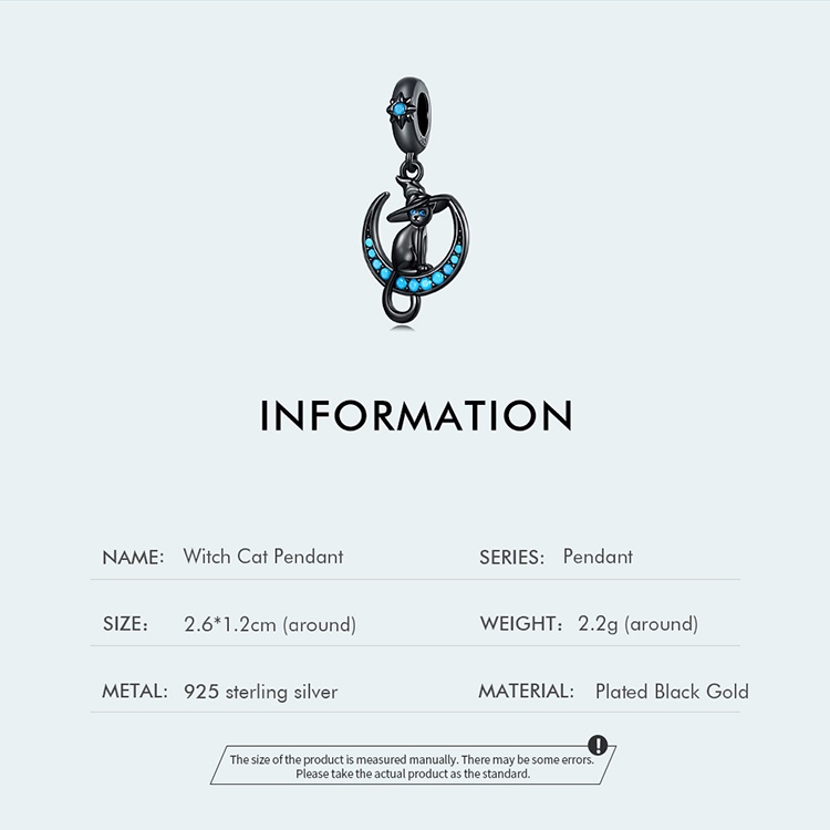 Mặt xỏ BAMOER bằng bạc 925 hình mèo phù thủy