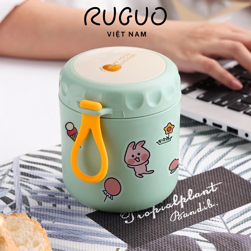 Cốc đựng canh giữ nhiệt lõi Inox 304, bình ủ cháo giữ nhiệt mini màu sắc tự chọn Ruguo_vietnam