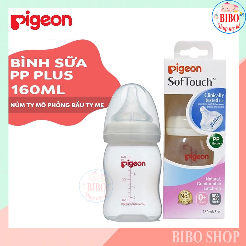 Bình Sữa Cổ Rộng PP Plus Pigeon 160ml/ 240ml/ 330ml, Bình Bú Cho Bé