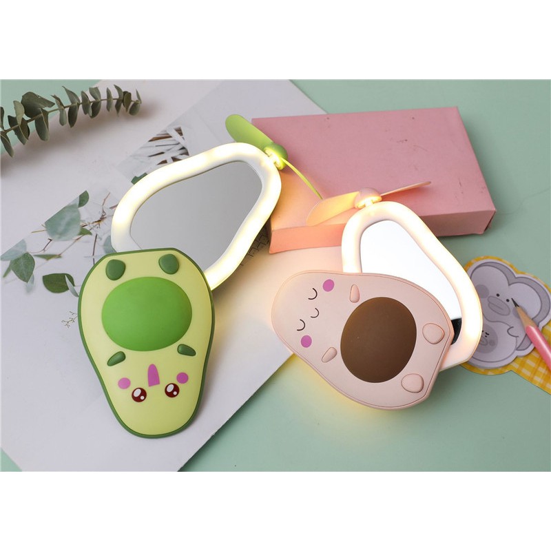Quạt mini cầm tay 3 in 1 hình quả bơ siêu dễ thương đèn led - gương - quạt Pks TN ( Giao hình ngẫu nhiên) | BigBuy360 - bigbuy360.vn