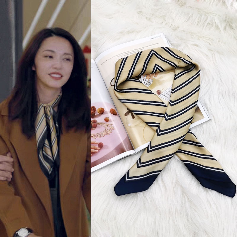 Khăn quàng cổ hình vuông 70cm bằng lụa giả thiết kế mới thời trang cho nữ