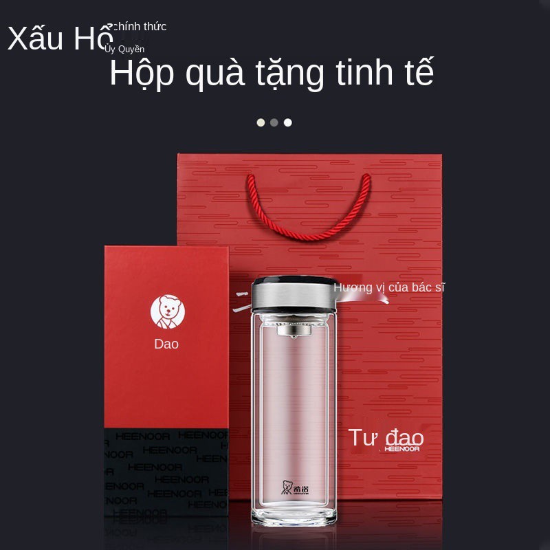 Xinuo thủy tinh hai lớp thời trang kinh doanh dày cốc đựng nước ly pha lê trong suốt trà lọc văn phòng