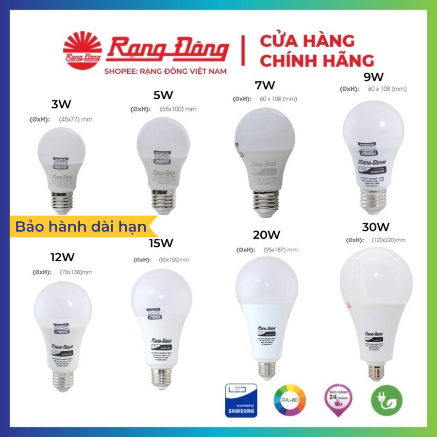 [Chính Hãng] Bóng đèn LED Bulb 3W,5W,7W,9W,12W,15W,20W,30W Rạng Đông,bup tròn A bulb,siêu sáng,tiết kiệm điện,độ bền cao