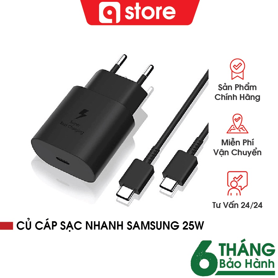 [Chính Hãng] Bộ Sạc Nhanh Samsung 25W, Sạc Bóc Hộp Note 10 Plus Chuẩn Type C Chính Hãng