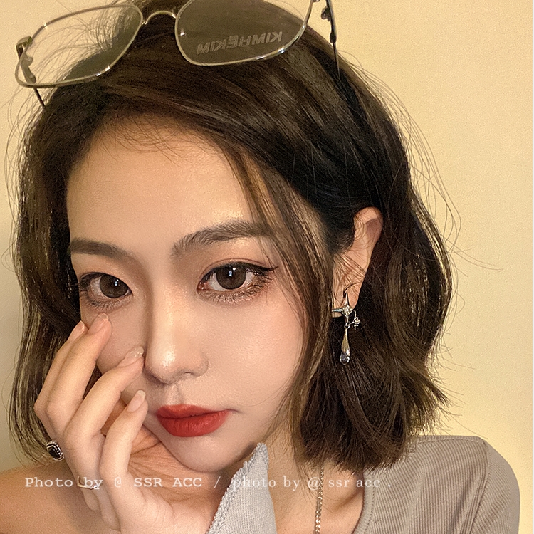 Bông Tai Ngôi Sao Đính Đá Lấp Lánh Phong Cách hip hop Hàn Quốc Cho Nam Và Nữ