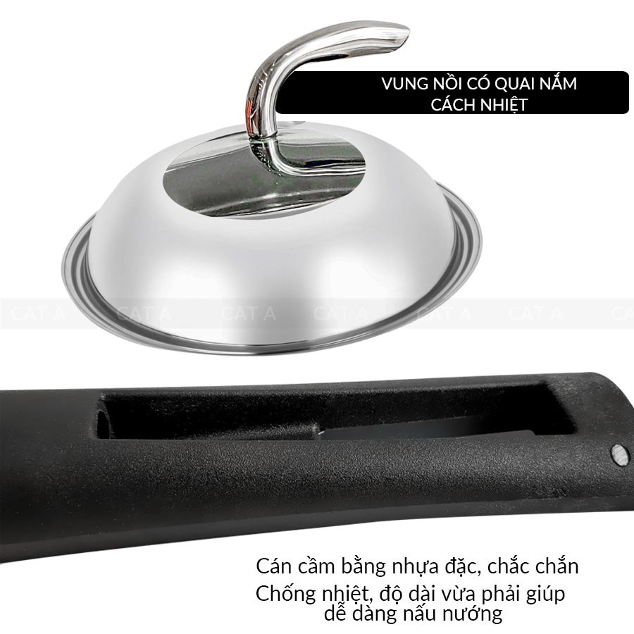 TFFP-509-24Chảo chống dính đáy từ nhôm nguyên khối, đáy dày 3 lớp, có vung đậy - Bắt từ cực nhanh