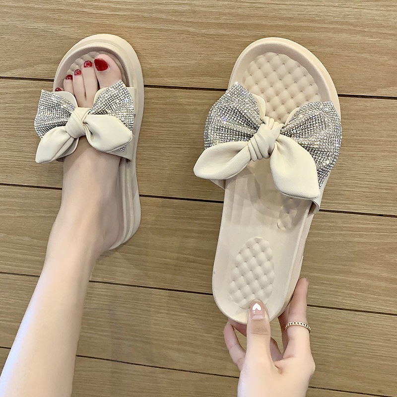 Giày Sandal Đế Mềm Chống Trượt Đính Nơ Thời Trang Dành Cho Nữ