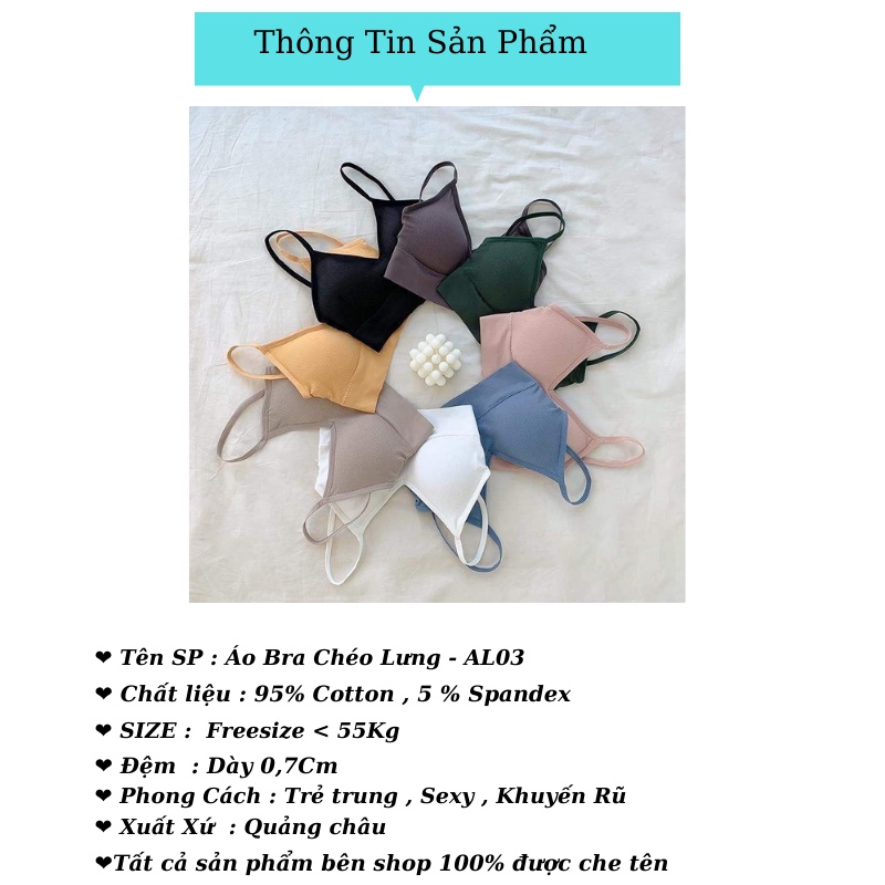 Áo Bra Nữ Chéo Lưng 2 Dây Không Gọng Nâng Ngực Co Giãn - AL03