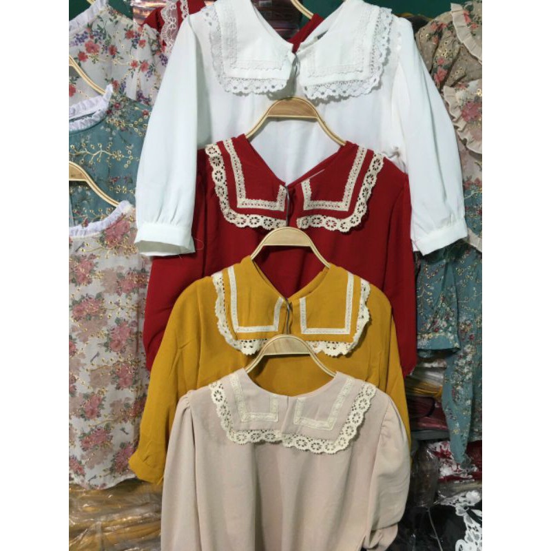 Áo babydoll vạt vuông tay lỡ viền ren xinh | BigBuy360 - bigbuy360.vn