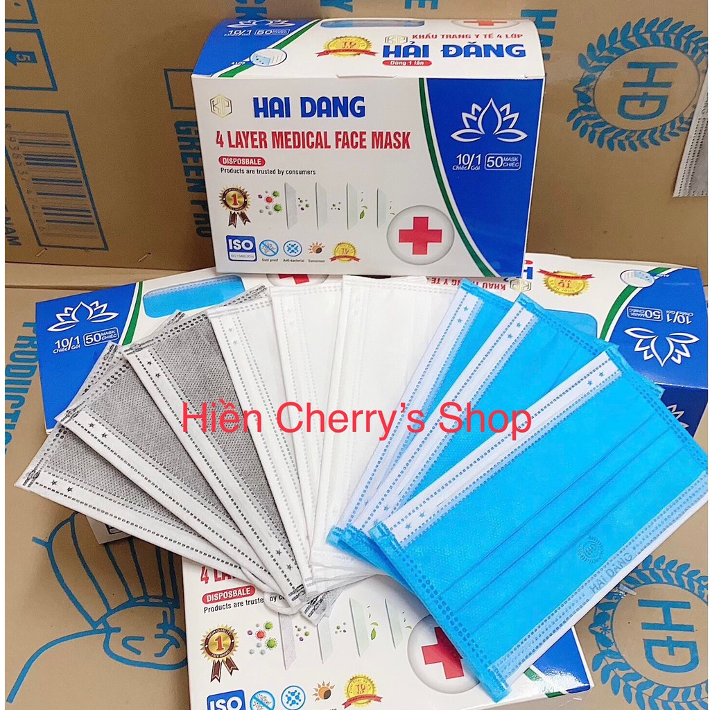 Khẩu Trang Y Tế 4 Lớp UMINO [Chính hãng] - Chống Giọt Bắn, Khói bụi - Hộp 50 cái có logo, đầy đủ giấy tờ