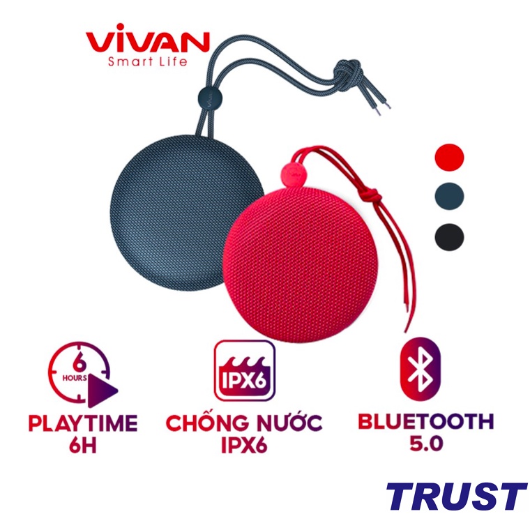 Loa Bluetooth Mini VIVAN VS2 5W 1200mAh Thời Lương Pin 6H Tiện Dụng Chuẩn Chống Nước Hỗ Trợ Thẻ Nhớ -Chính Hãng