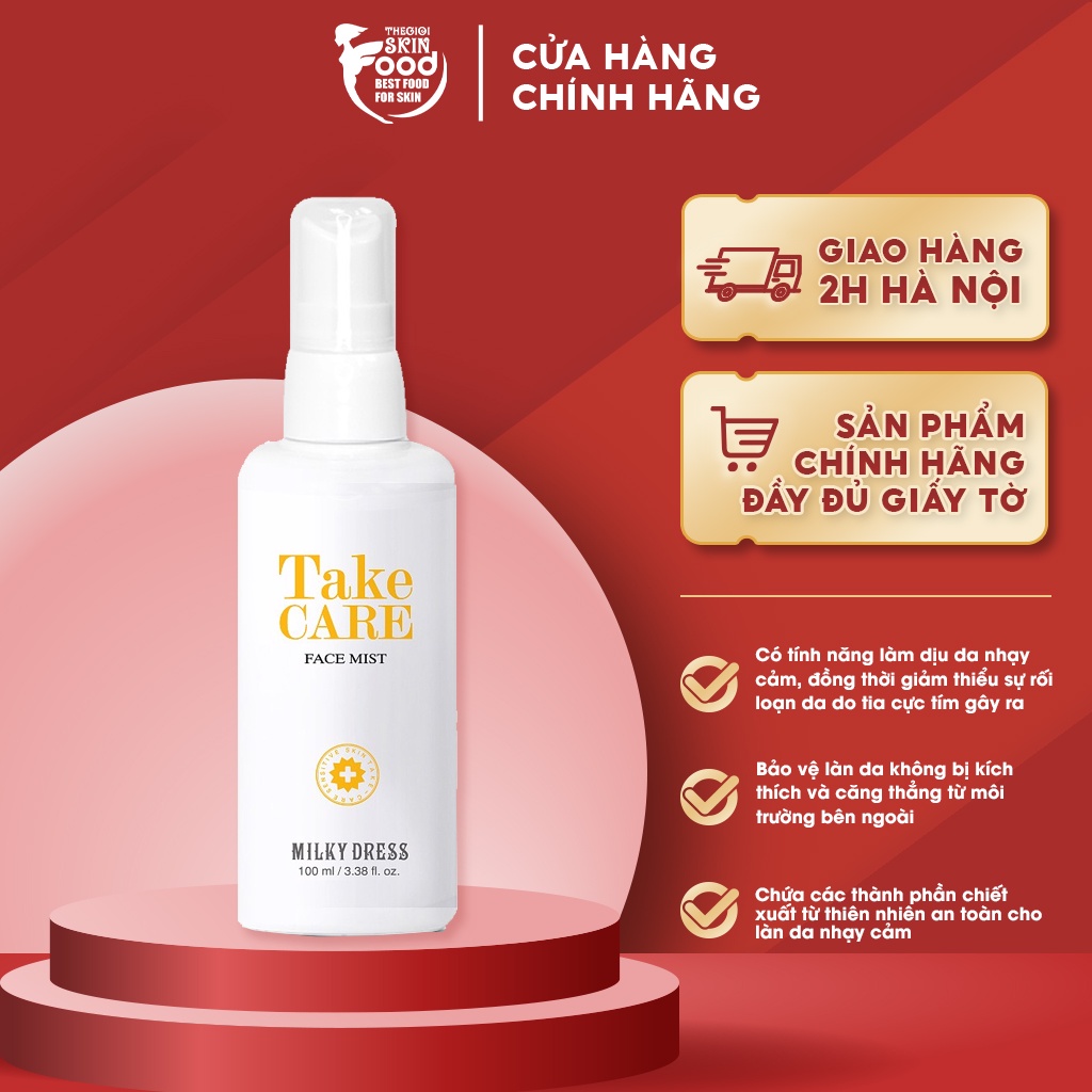 Xịt Khoáng Cấp Ẩm, Làm Dịu Da Milky Dress Take Care Face Mist 100ml