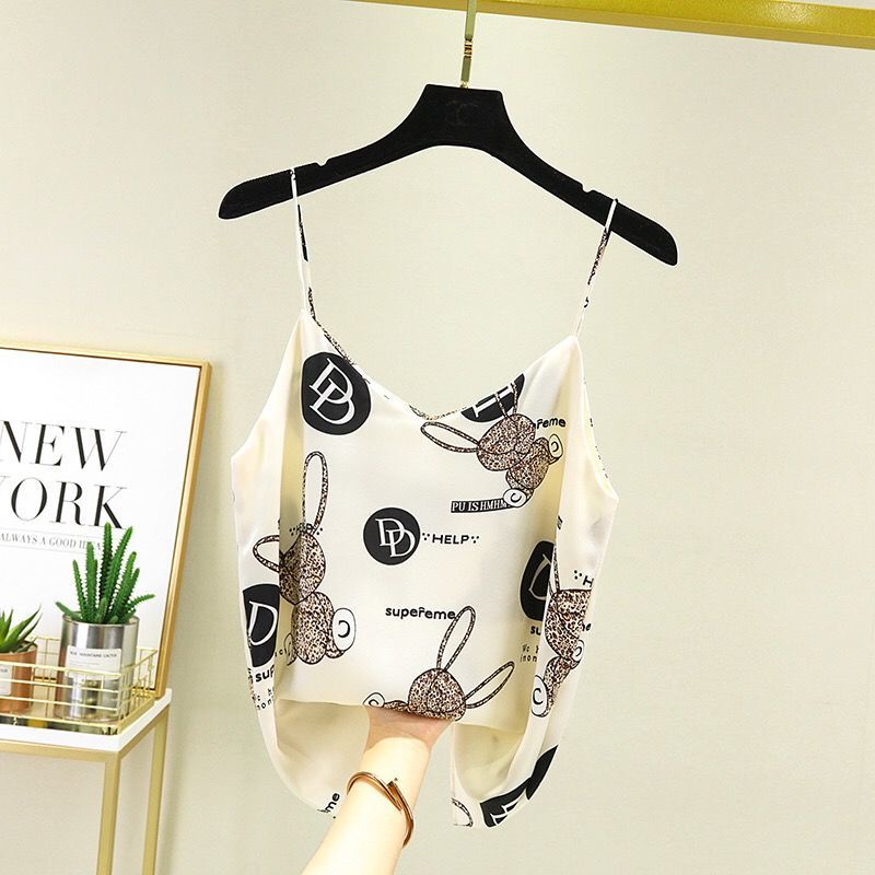 Áo Lụa Hai Dây Dáng Rộng Màu Trắng Đen Phong Cách Trung Hoa Tinh Tế Thời Trang Mùa Hè Cho Nữ