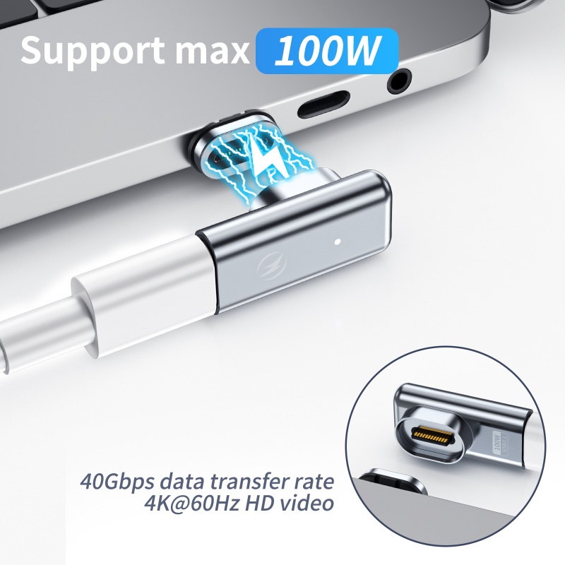 Ankndo Đầu Nối Sạc Từ Tính 100W 24-Pin Type C Cho Macbook 3.1 10Gbs 4K HD Video