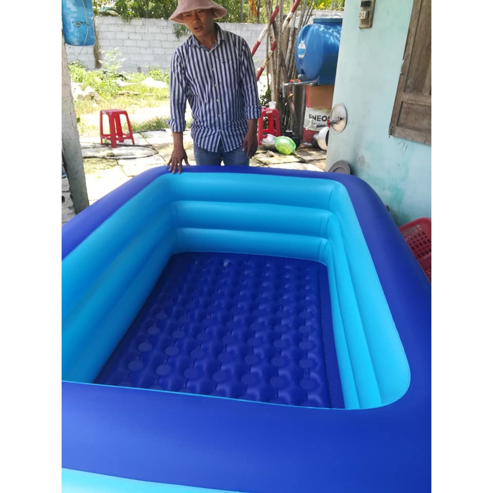 Bể Bơi Phao Cho Bé 210*135*60cm Swimming Pool Kèm Bơm Điện (tặng keo và 2 miếng dán)