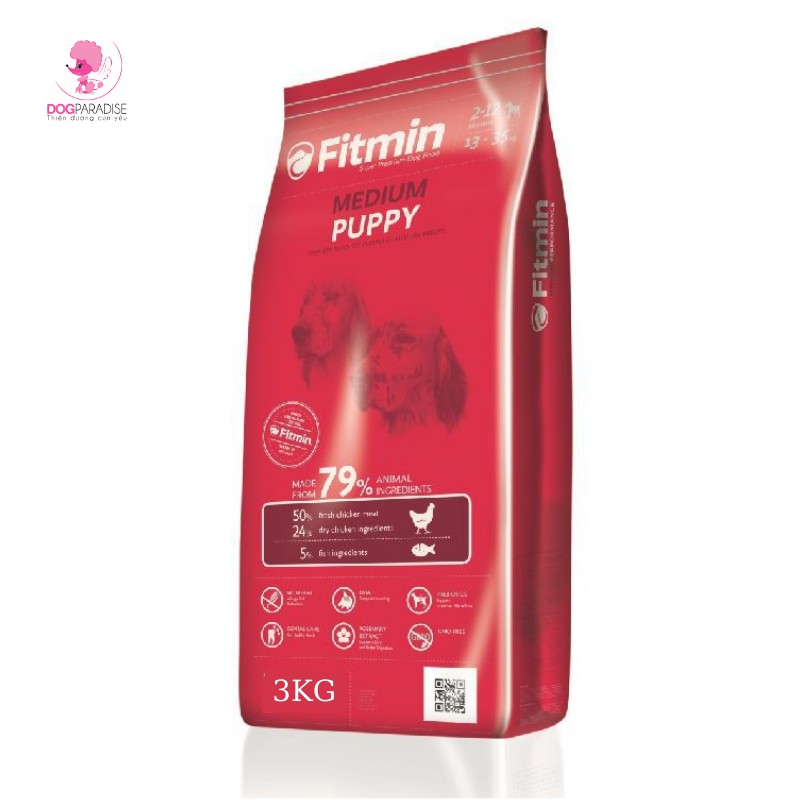 Thức ăn hạt cho chó 13-35kg Medium Puppy 3kg FITMIN