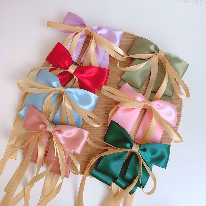 Kẹp tóc ruy băng dài ba lớp thắt nơ phong cách hàn quốc dành cho nữ