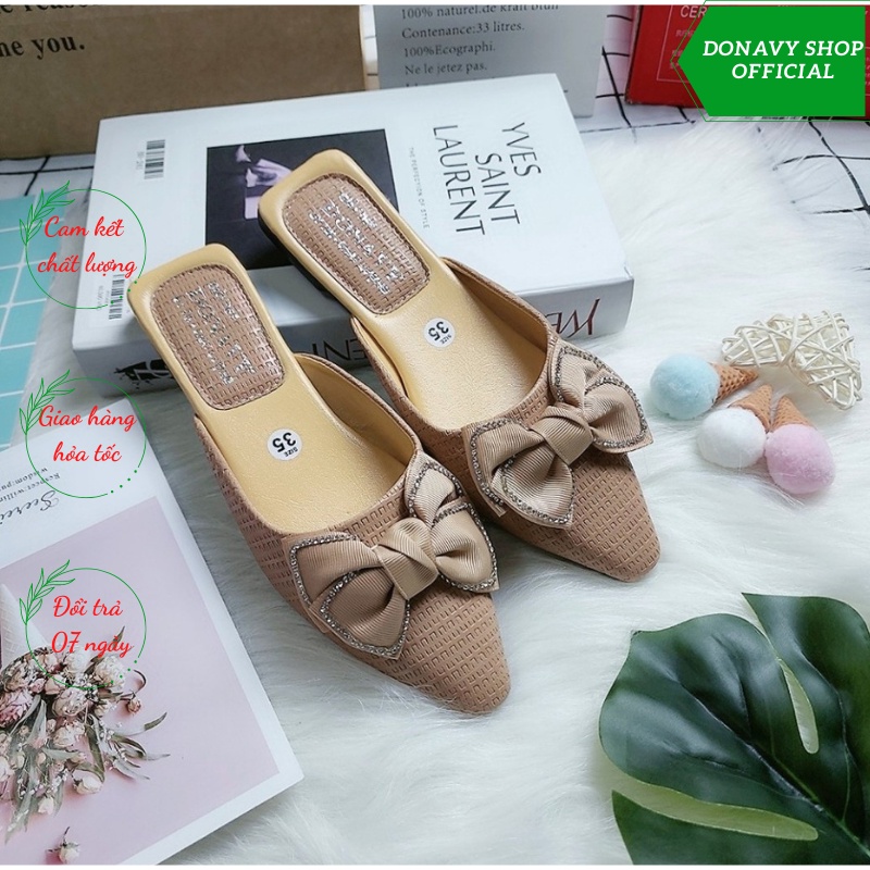 Giày Sục Kim Tuyến Gắn Nơ Cực Xinh Bít Mũi Đế 2p Mang Êm Chân Mẫu Đẹp Hợp Thời Trang su.(Ảnh Thật) suc.no_kimtuyen