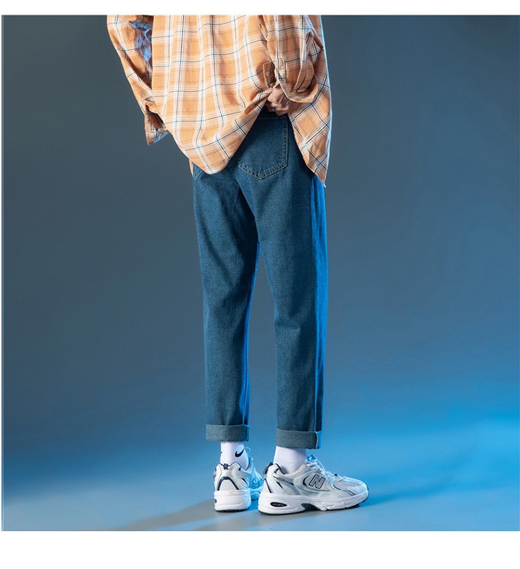 DUNEA Quần Jean Dài Màu Trơn Dáng Rộng Ống Thẳng Cá Tính Cho Nam