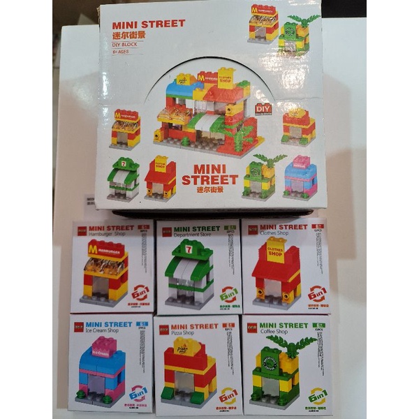 Bộ lắp ráp (ráp hình) 6 in 1 chủ đề mini street gồm 6 cửa hàng nhỏ