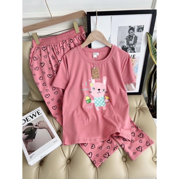 Bộ nhà full cotton muji siêu xinh đẹp. chất cotton cao cấp đanh lì siêu co giãn tha hồ vận động