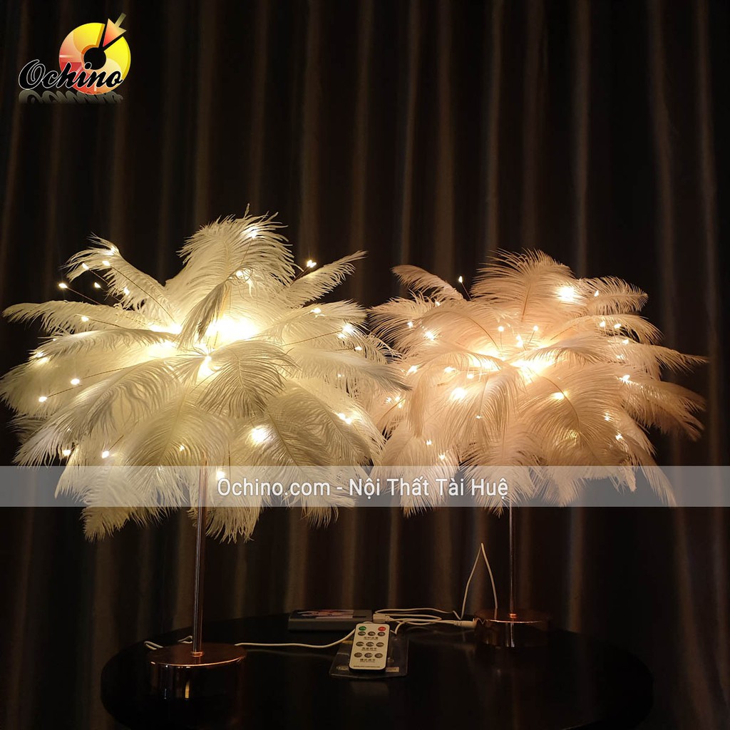 Đèn Lông Vũ, Đèn Ngủ Lông Vũ Để Bàn ( Có điểu Khiển từ xa và Hẹn giờ)