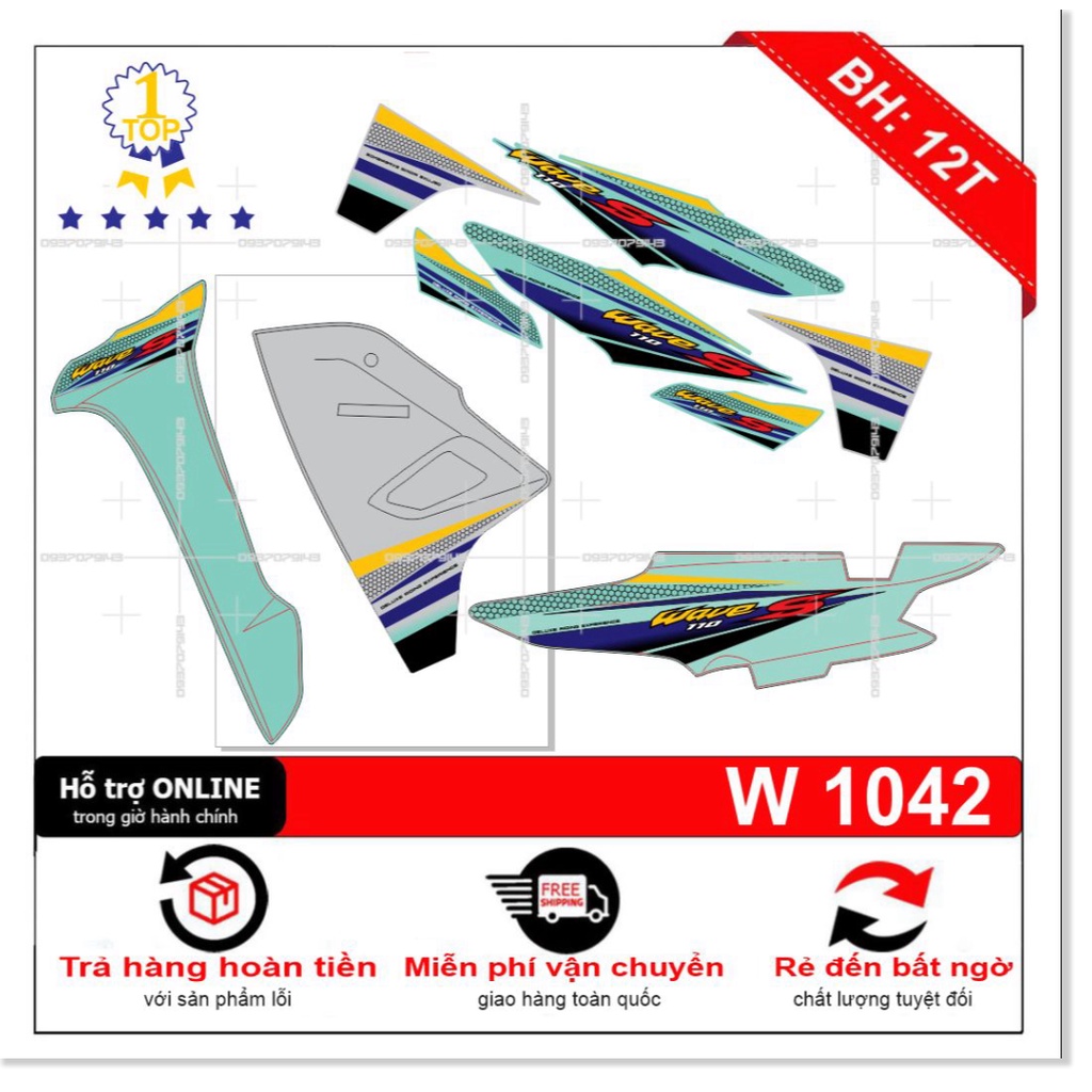 ( Quí khách vui lòng mang ra tiệm cho thợ dán ) Tem wave S 110 tổ ong