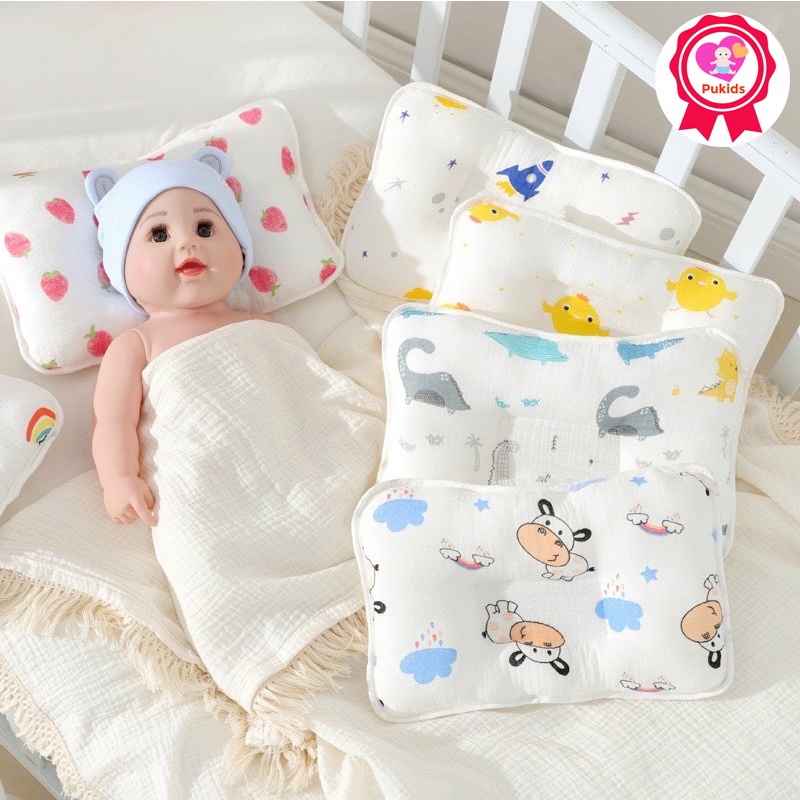 Gối xô cotton Hàn Quốc mềm mịn cho bé sơ sinh _ G09