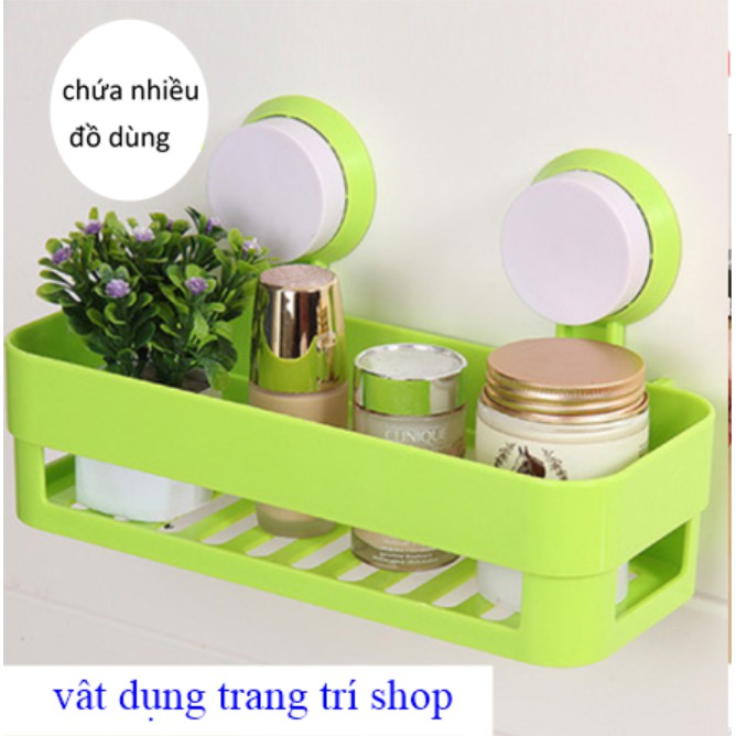 KỆ HÌNH CHỮ NHẬT ĐỂ VẬT DỤNG NHÀ BẾP, PHÒNG TẮM - KỆ NHỰA HÚT CHÂN KHÔNG GẮN TƯỜNG