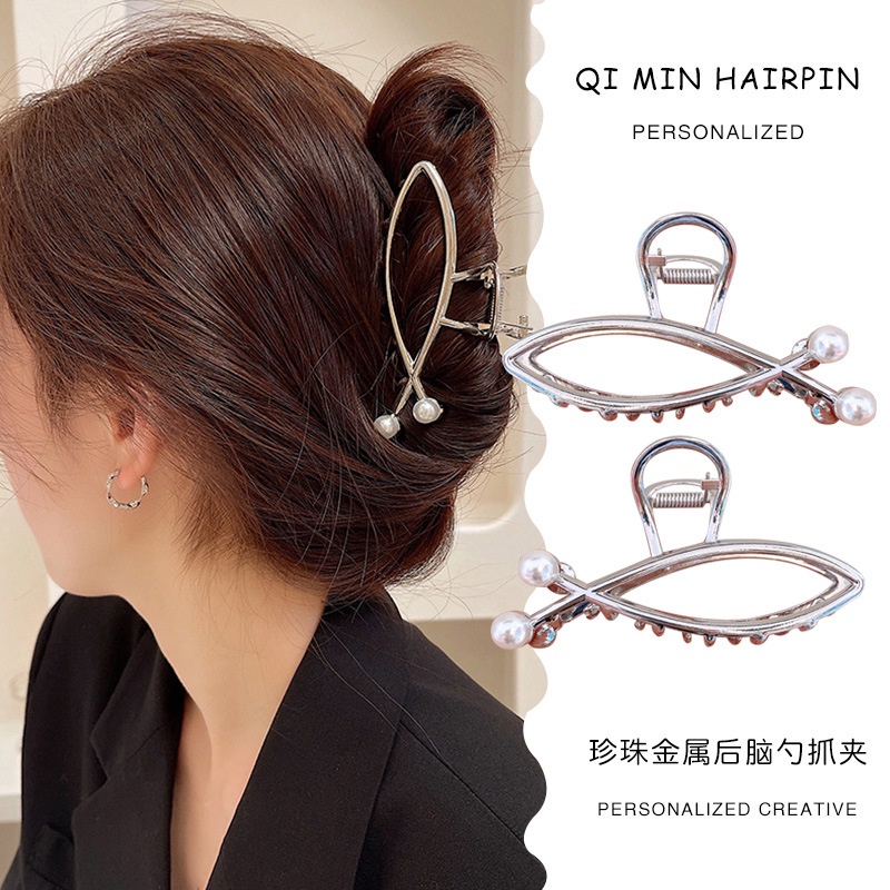 Ngoạm kẹp tóc hình cá kim loại sang trọng NC3