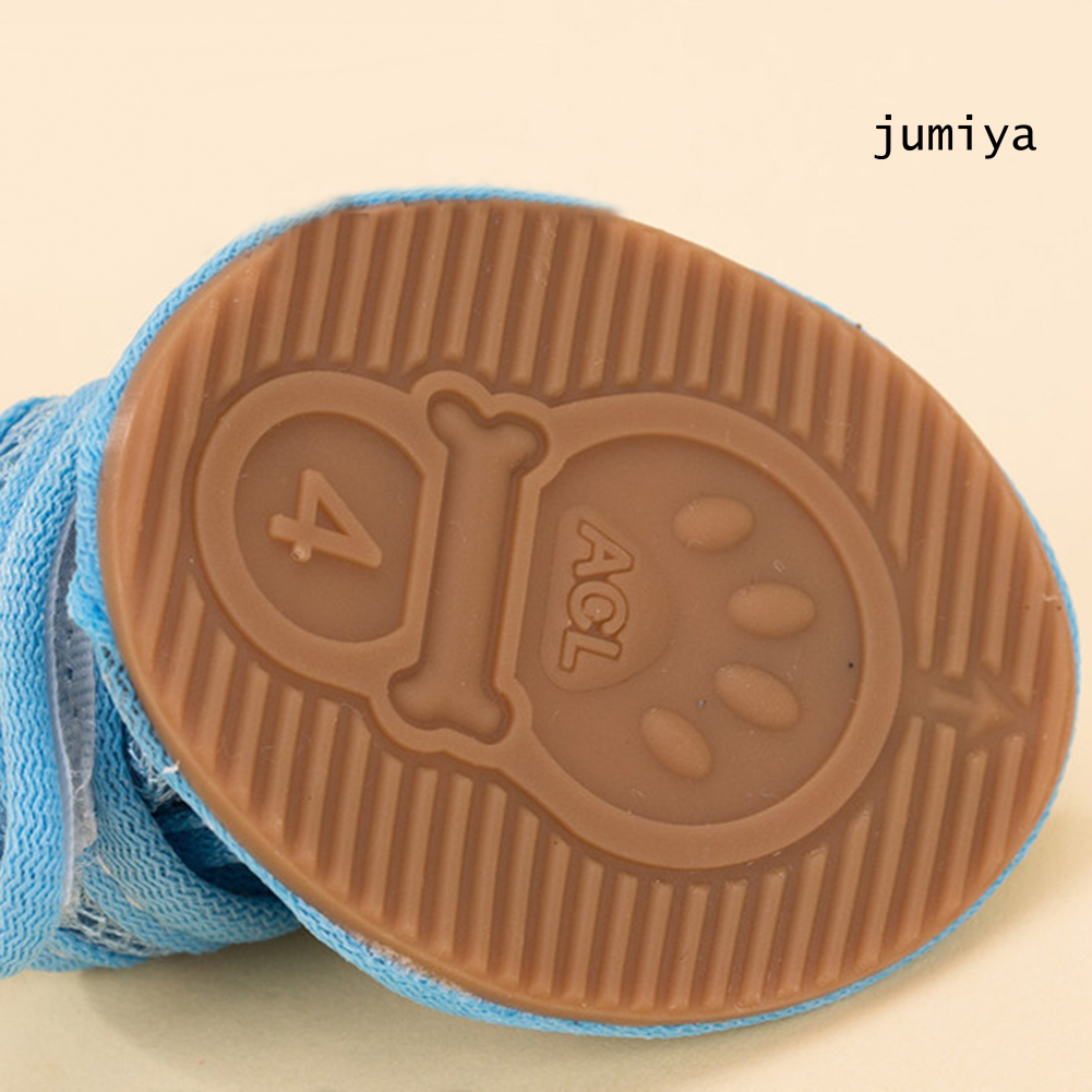 Bộ 4 chiếc giày sandal đế cao su chống trượt màu trơn cho thú cưng đi dạo