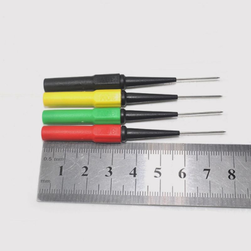 AOT.4pcs 0.7mm Piercing Probes Kit Multimeter Pen Probe Mini Wire Piercer Car Repair Test Line Probe Tool