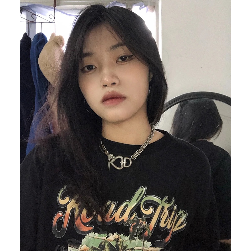 Áo Thun Tay Ngắn Dáng Rộng In Họa Tiết Thời Trang Hàn Quốc Xinh Xắn Cho Nữ