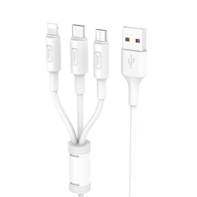 [Dây Sạc Đa Năng] Dây cáp sạc 3 đầu Hoco X25 Đầu Ra Lightning/ Micro USB / Type C hỗ trợ sạc nhanh 5V-2.0A