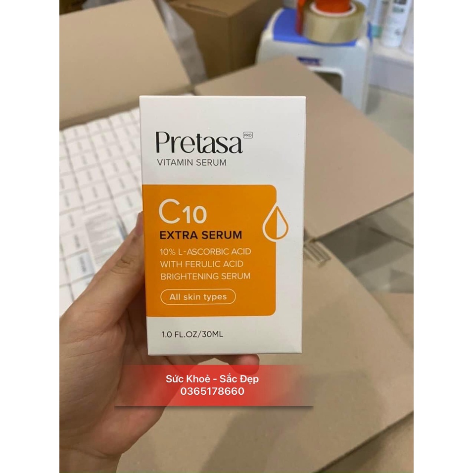 Serum sáng da mờ thâm Pretasa Vitamin C C10 CAM