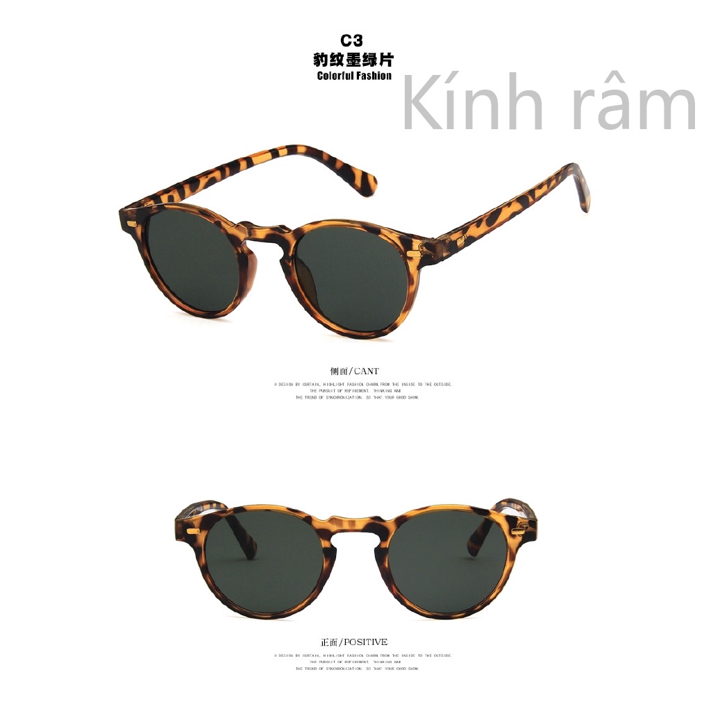 Kính mát tròn gọng kim loại cao cấp cho nam